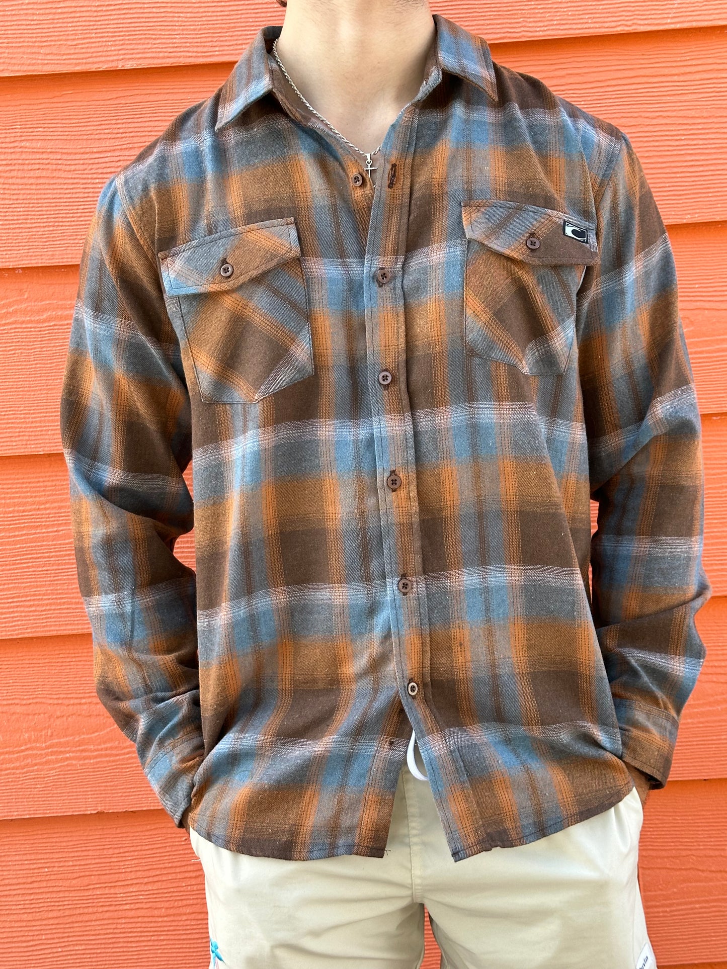 Grit Plaid Buttonup - Burnt Orange/Blue