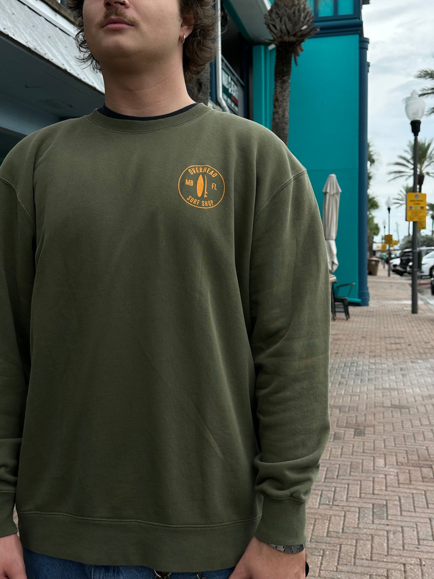 Round Shop Logo Crewneck - Army
