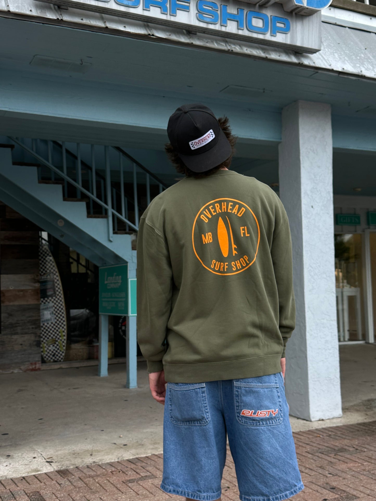 Round Shop Logo Crewneck - Army
