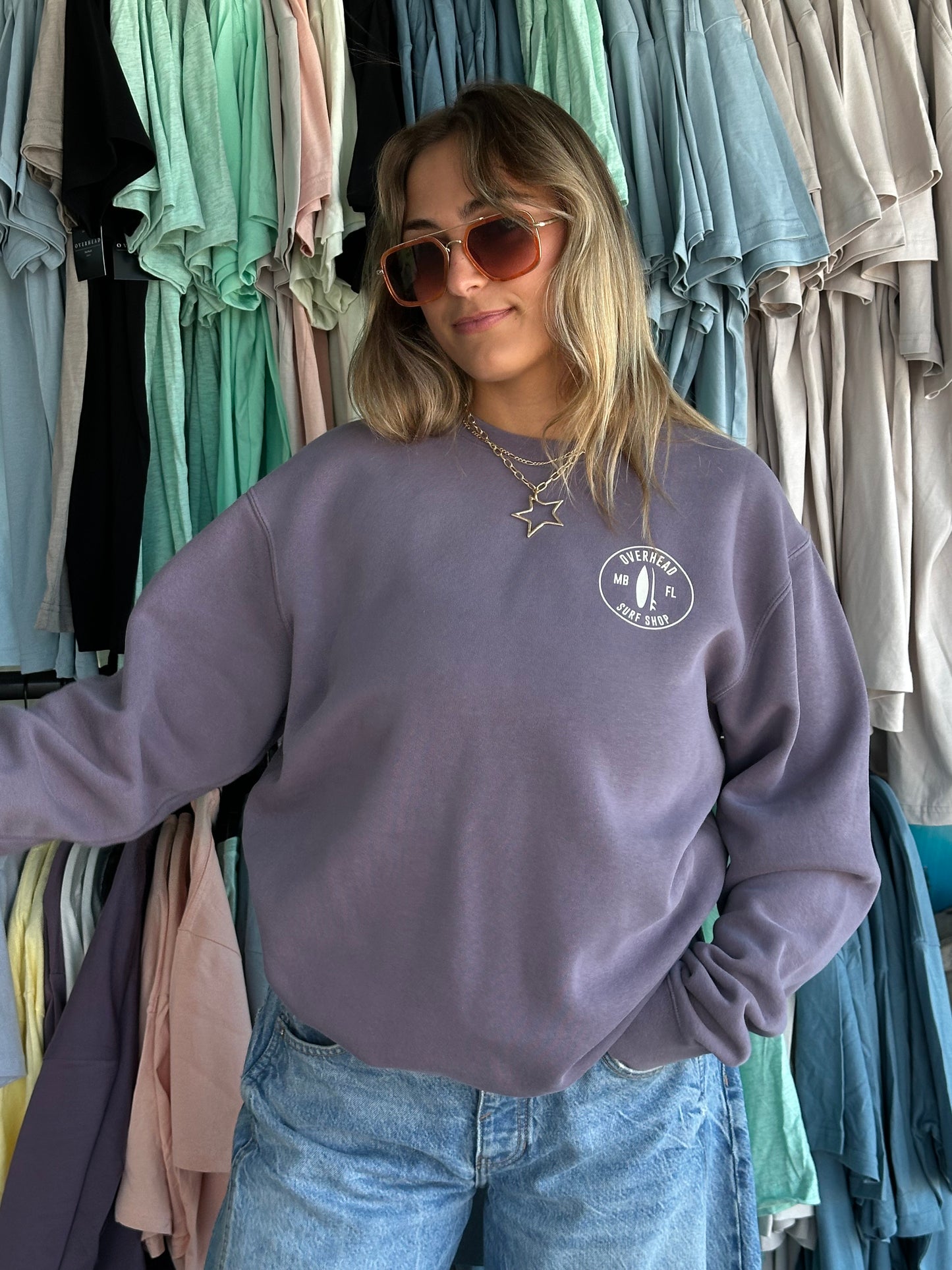 Round Shop Logo Crewneck - Plum