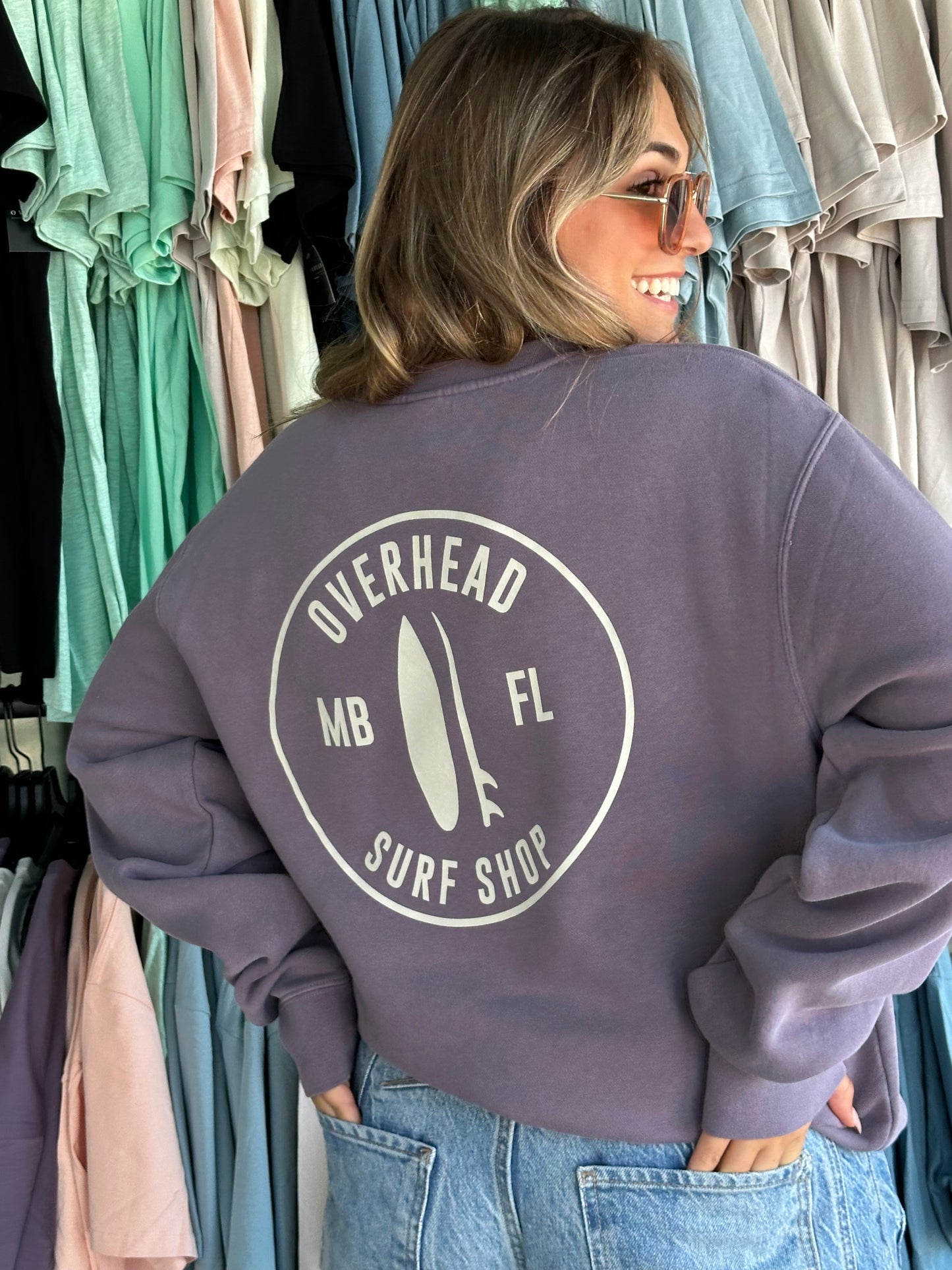 Round Shop Logo Crewneck - Plum