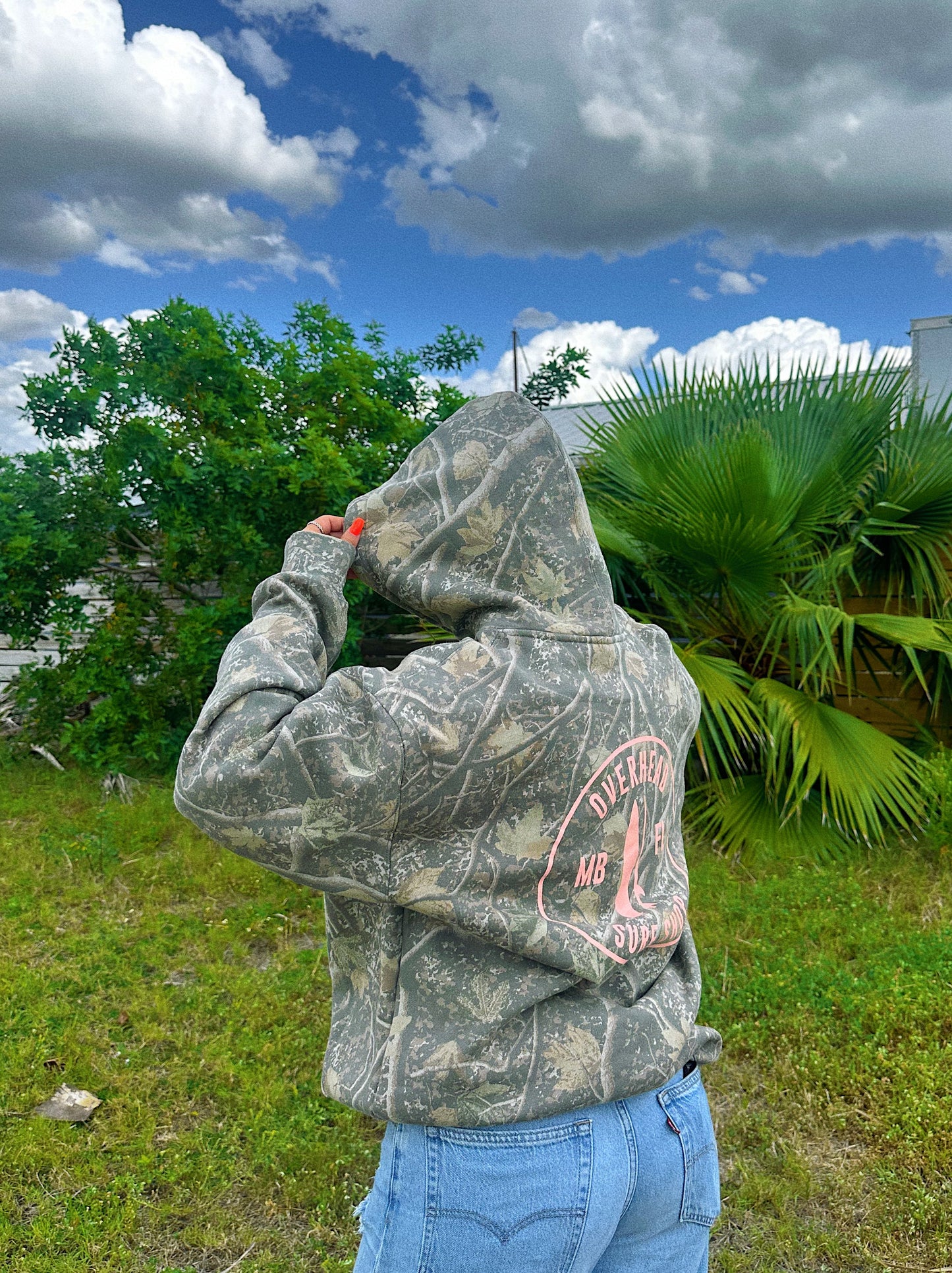 Round Shop Logo Hood | Deadwood Camo With Pink Logo