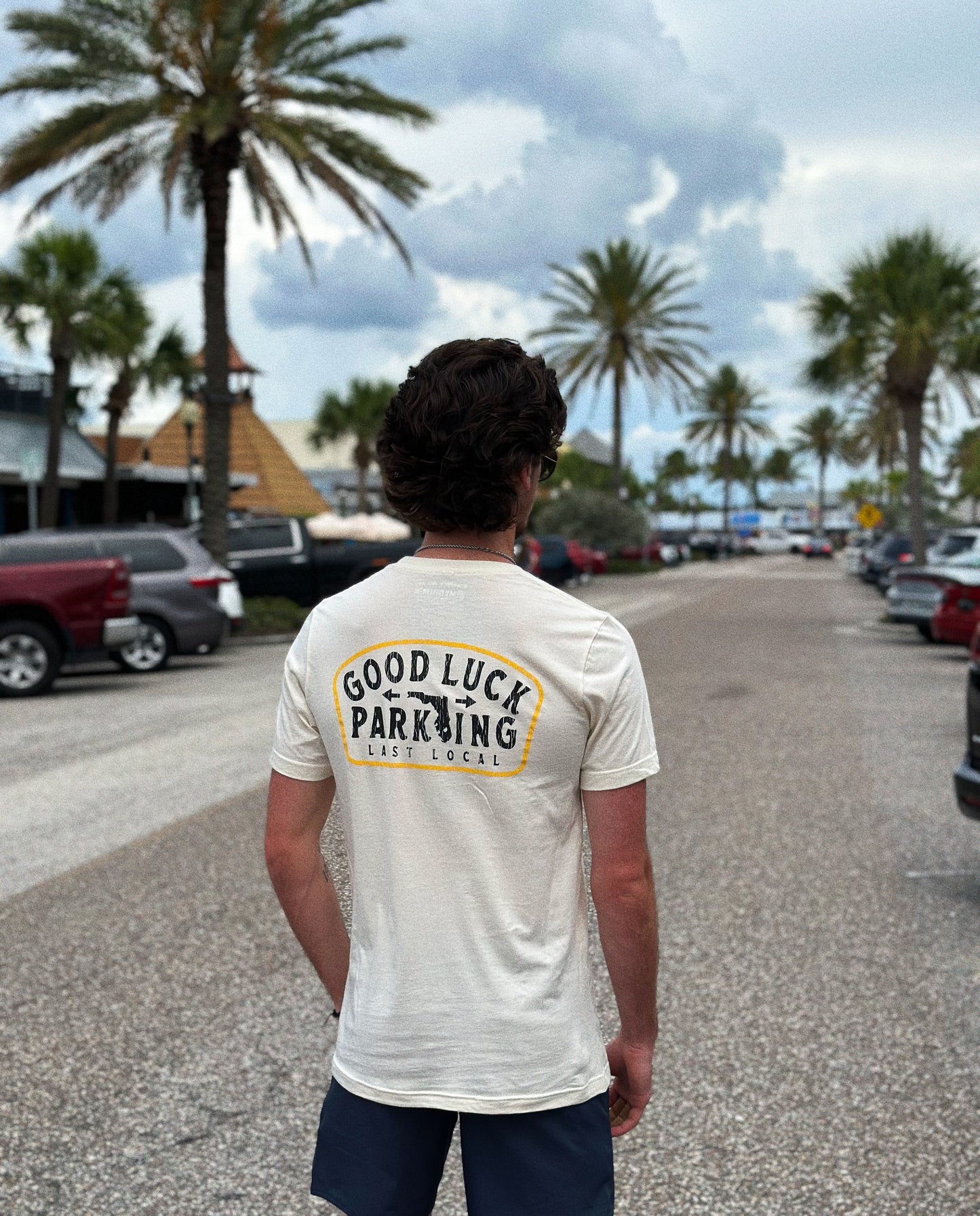 Good Luck Parking Tee in Natural