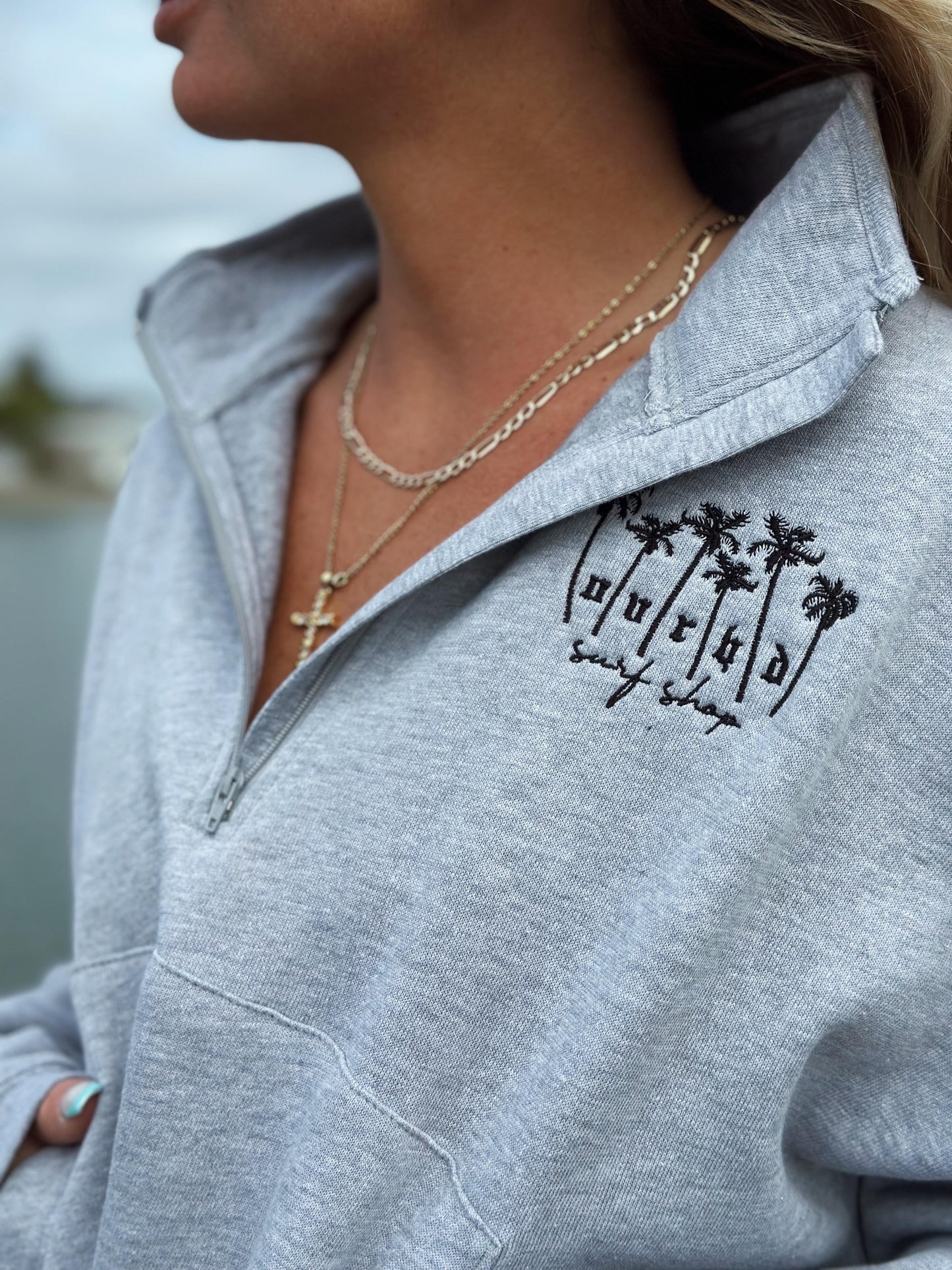 Gulf Blvd Quarter Zip - Heather Grey