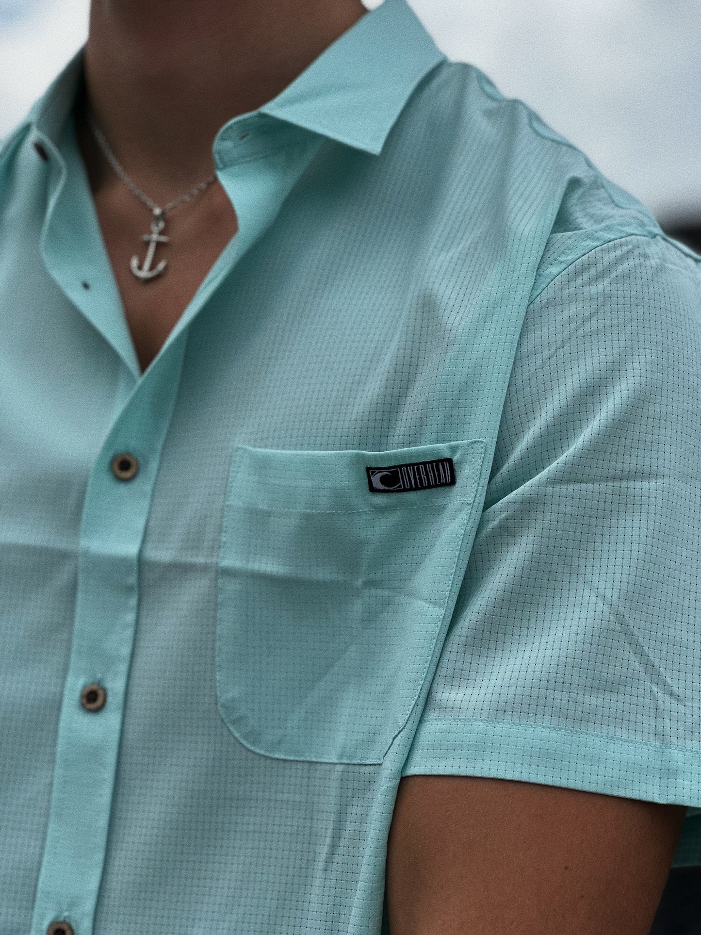 Horizon Woven Performance Button Up - Aqua