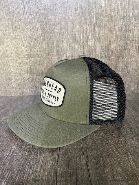 Surf and Supply Trucker Hat in Army Green/Black