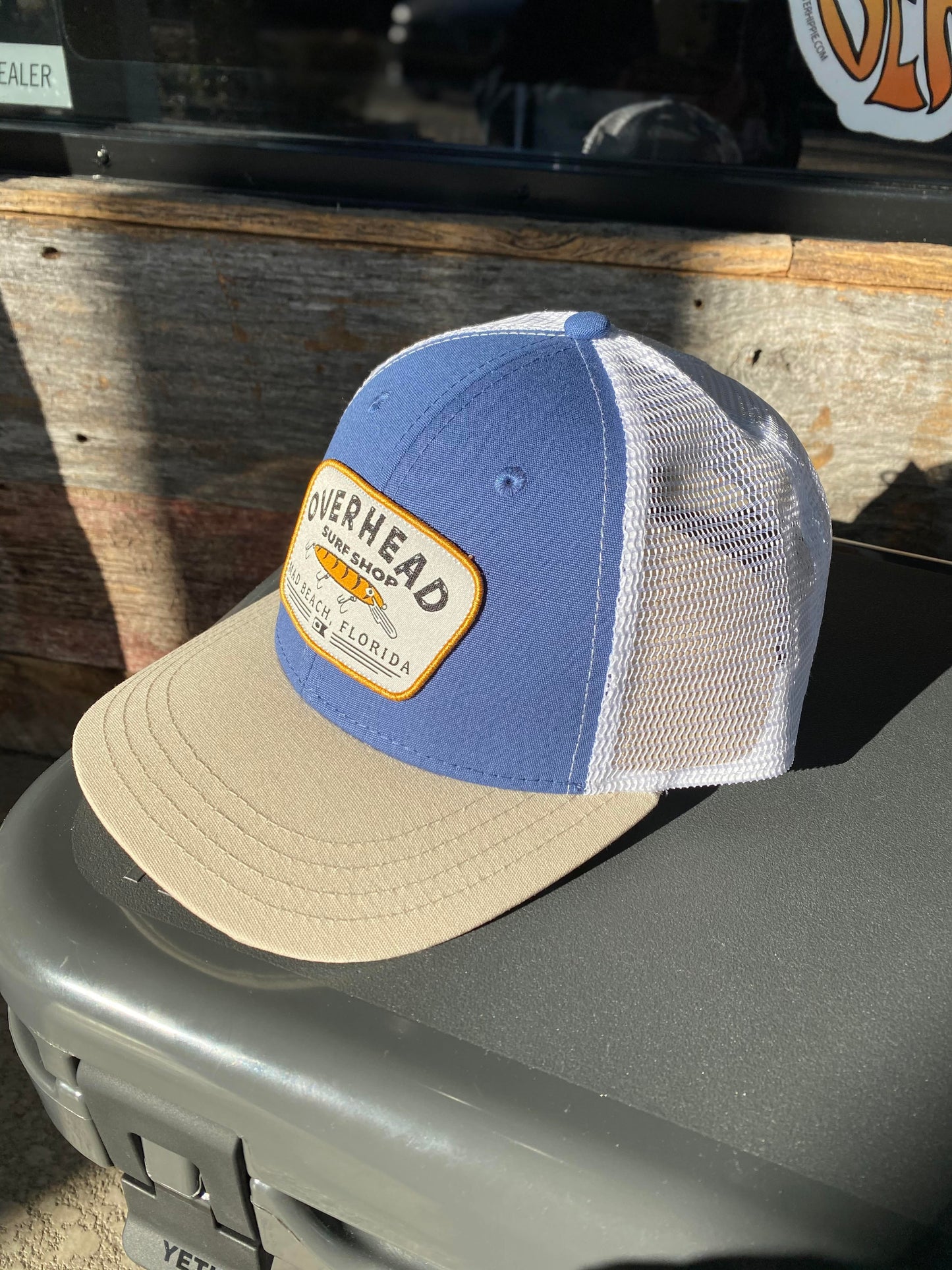 Lure Trucker Hat in Blue/Sand