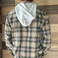 Midlands Hooded Plaid Button Up - Tan