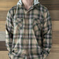 Midlands Hooded Plaid Button Up - Tan