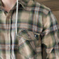 Midlands Hooded Plaid Button Up - Tan