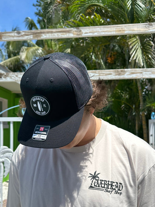 Round Shop Logo Trucker Hat - Black