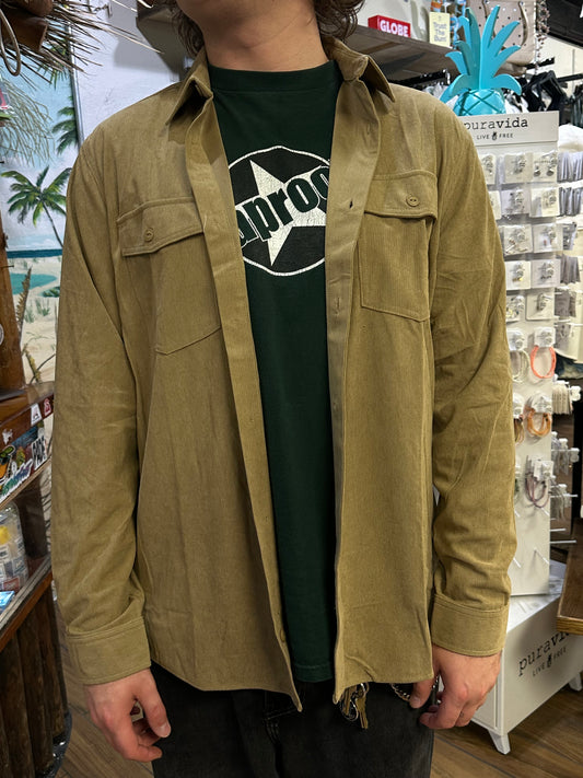 Tazi Corduroy Button Up | Khaki