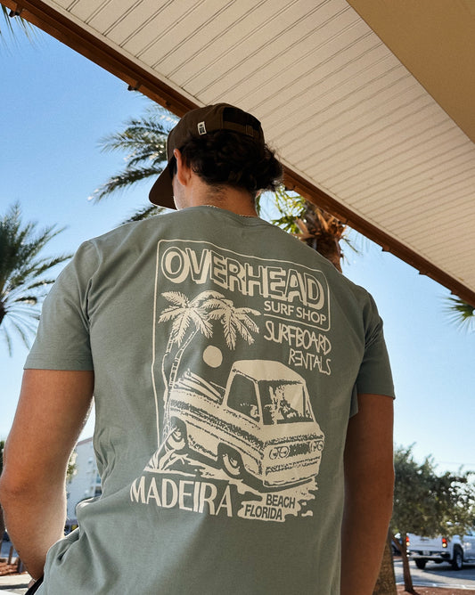 Overhead Board Rentals Tee | Mineral Blue