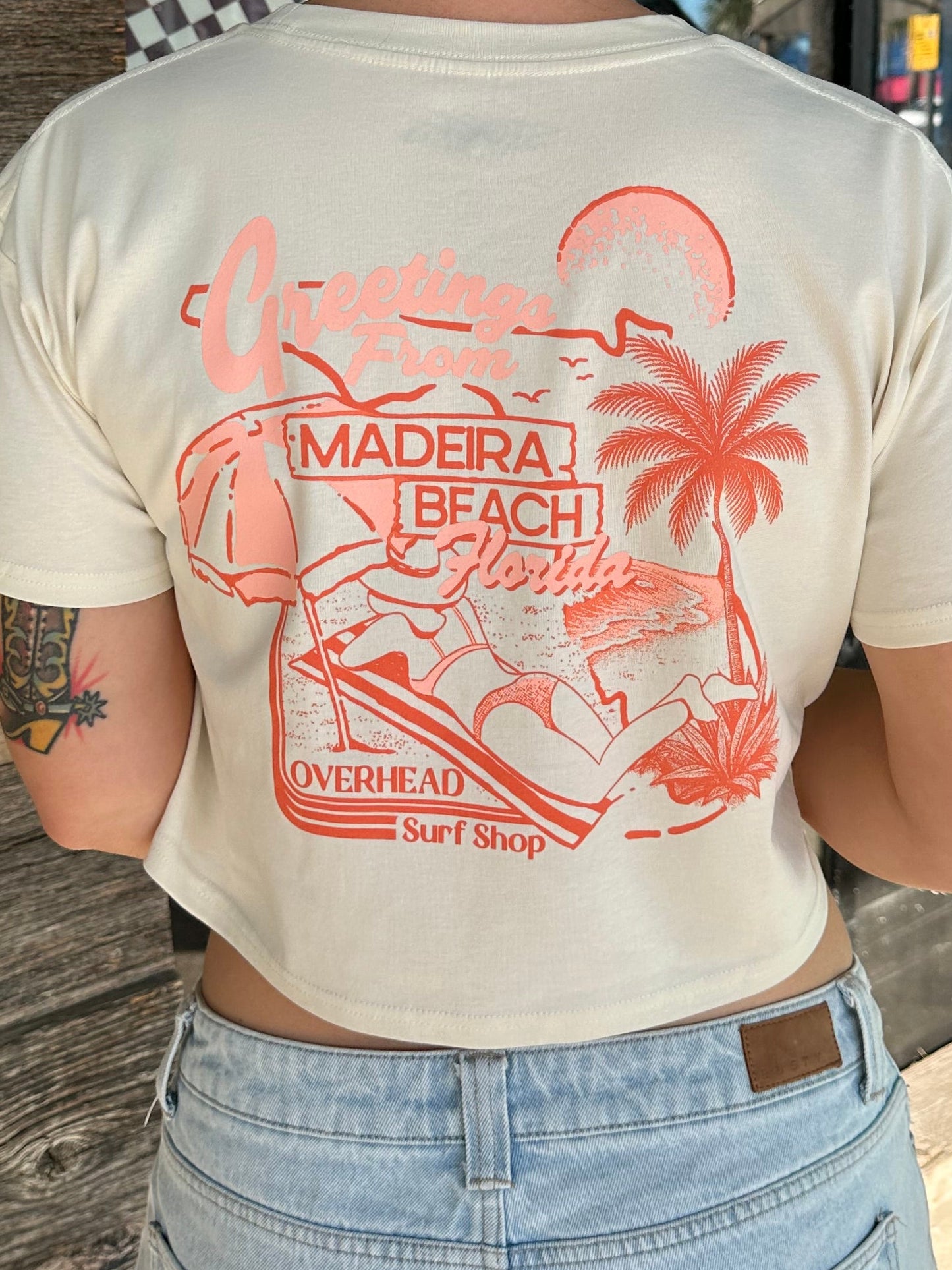 Florida Beach Day Crop Tee | Natural
