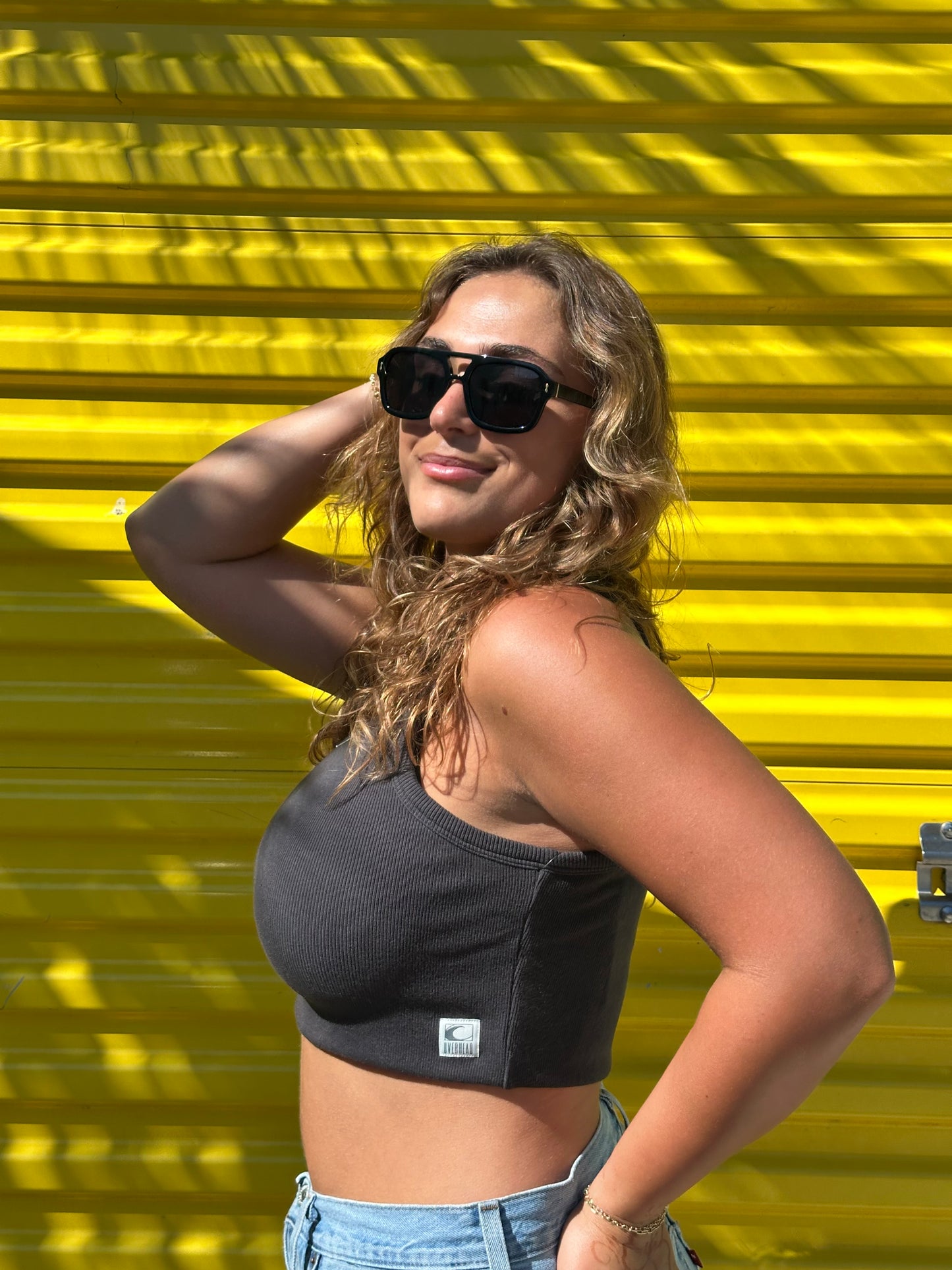 Reese Ribbed Crop Tank | Pepper