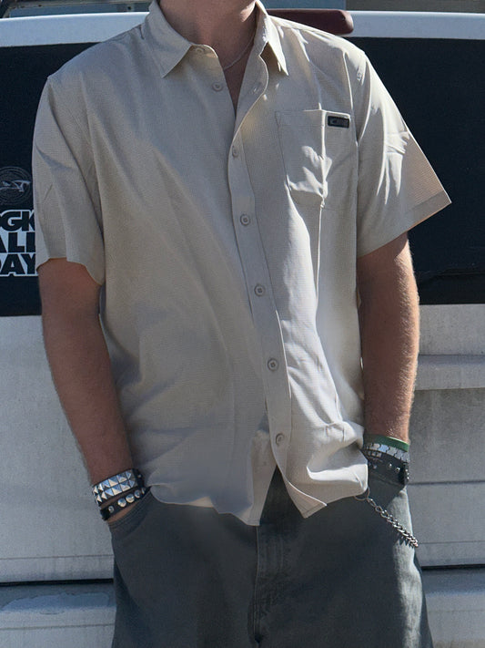 Horizon Woven Performance Button Up | Stone