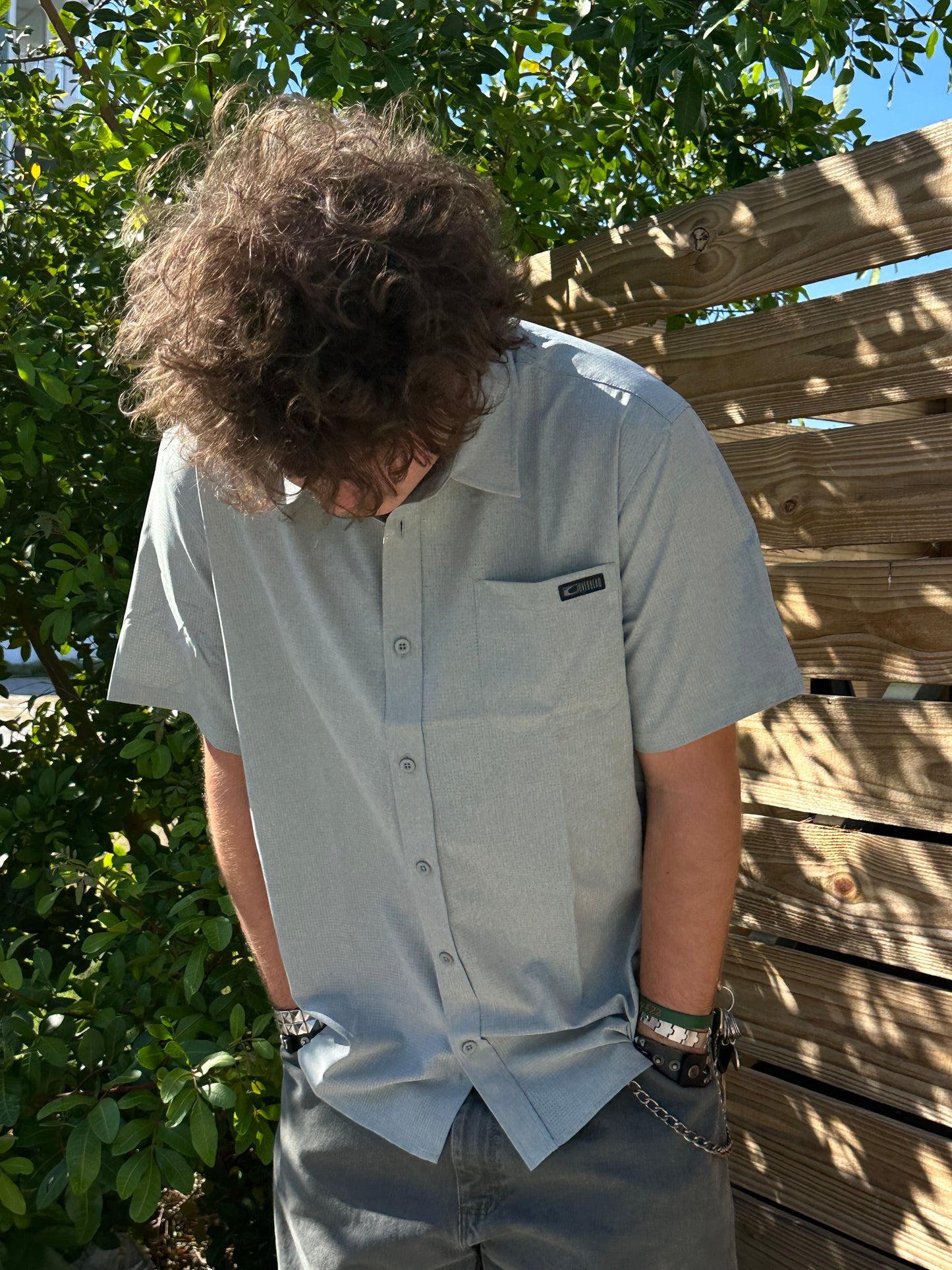 Horizon Woven Performance Button Up | Eucalyptus