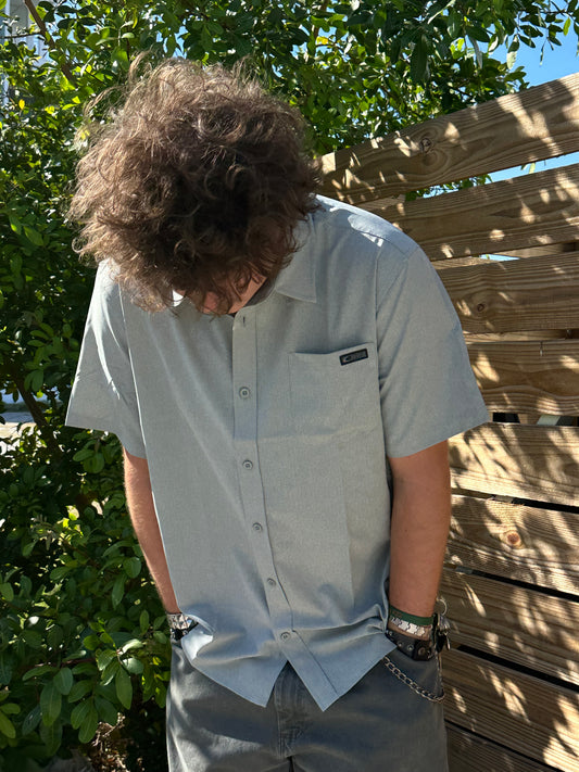 Horizon Woven Performance Button Up | Eucalyptus