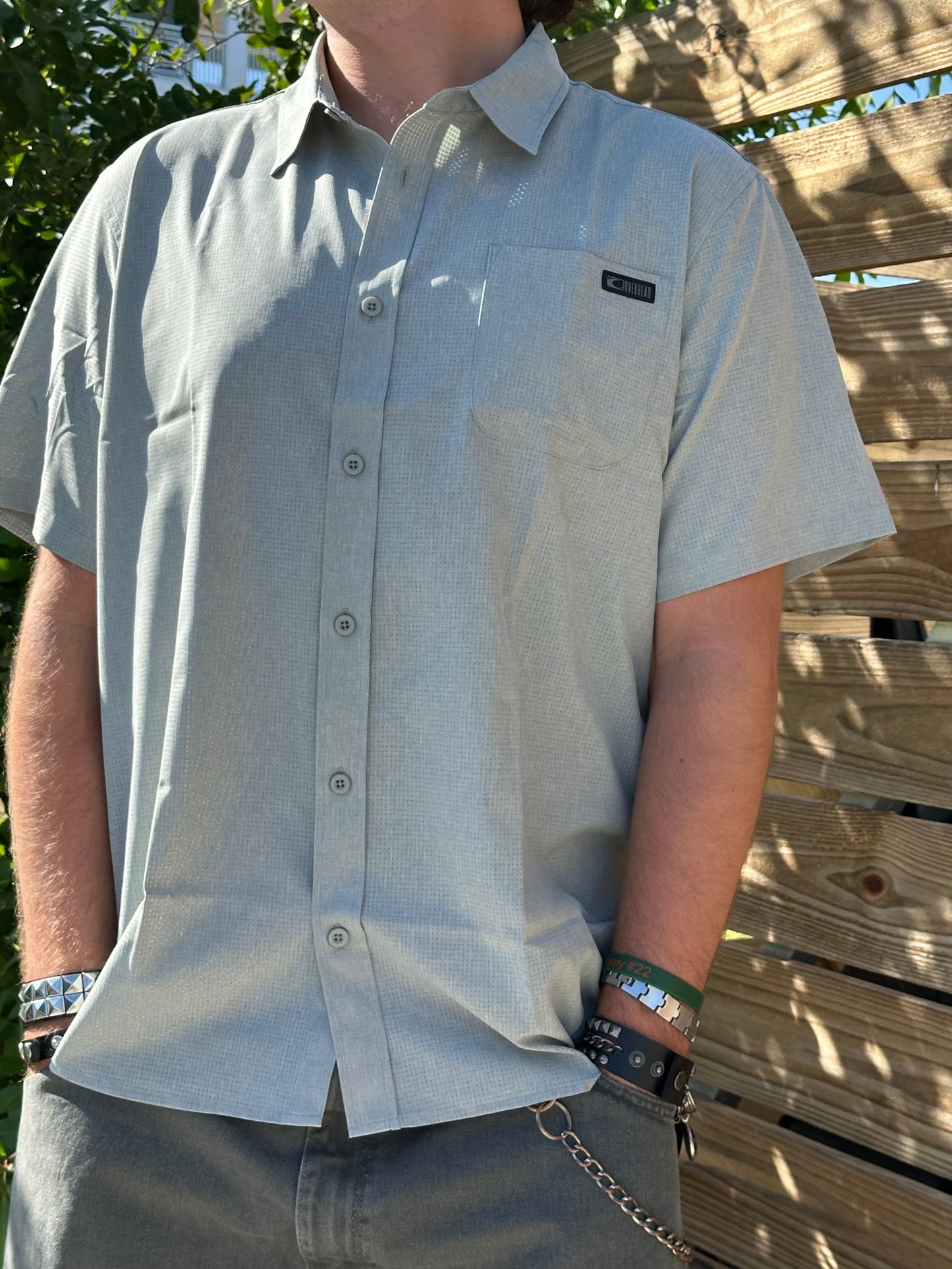 Horizon Woven Performance Button Up | Eucalyptus