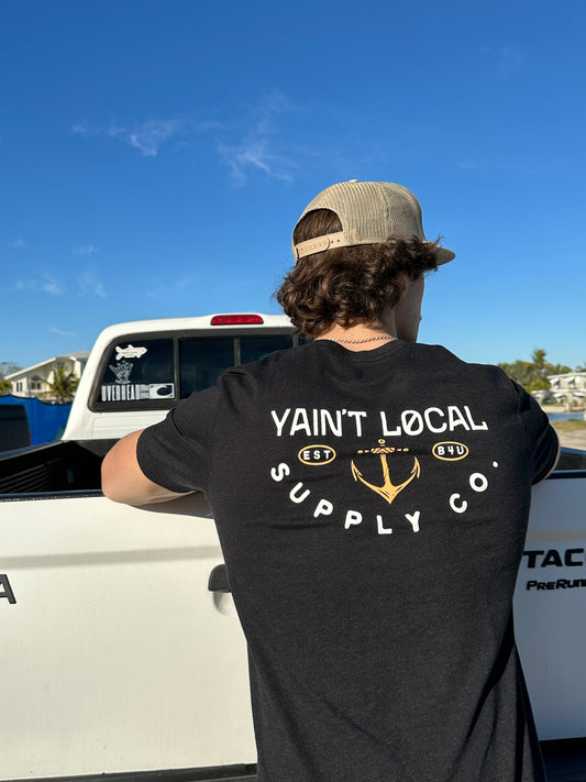 YAIN'T LOCAL | Anchors Away Tee - Heather Black