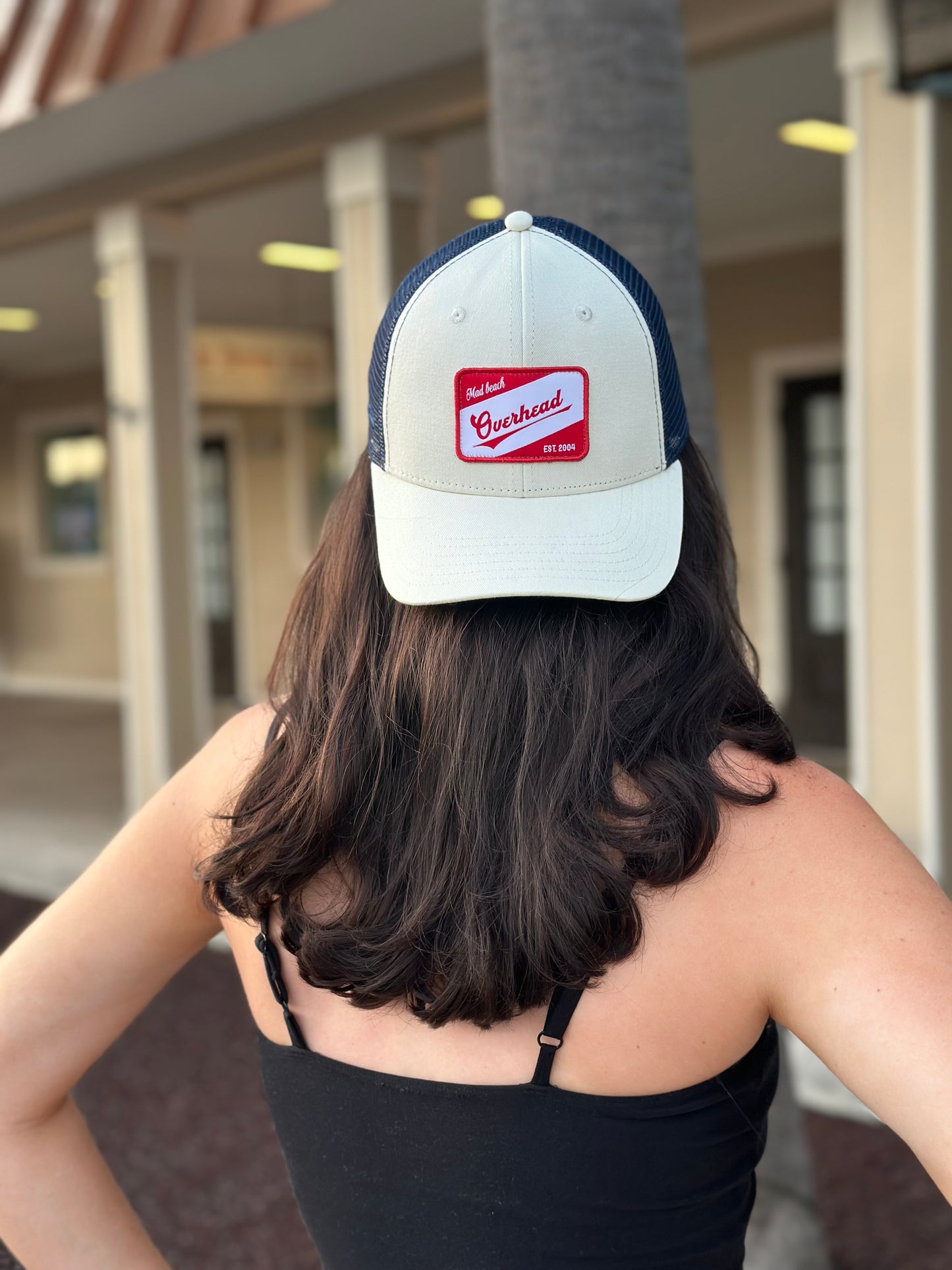 OH Red Stripe Trucker Hat - Cream/Navy