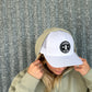 Round Shop Logo Trucker Hat - White