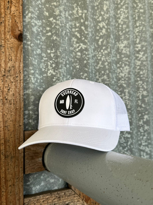 Round Shop Logo Trucker Hat - White