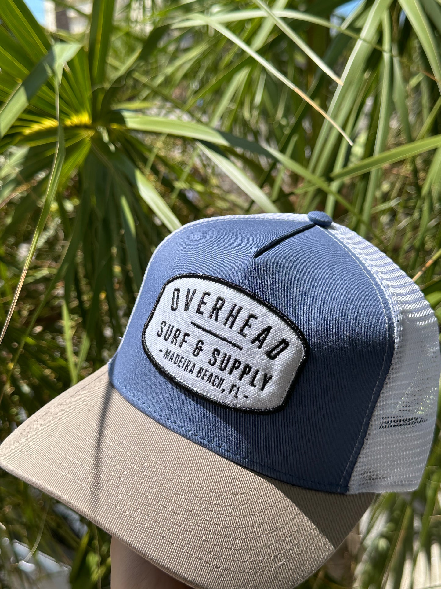 Surf and Supply Trucker Hat in Blue/Sand