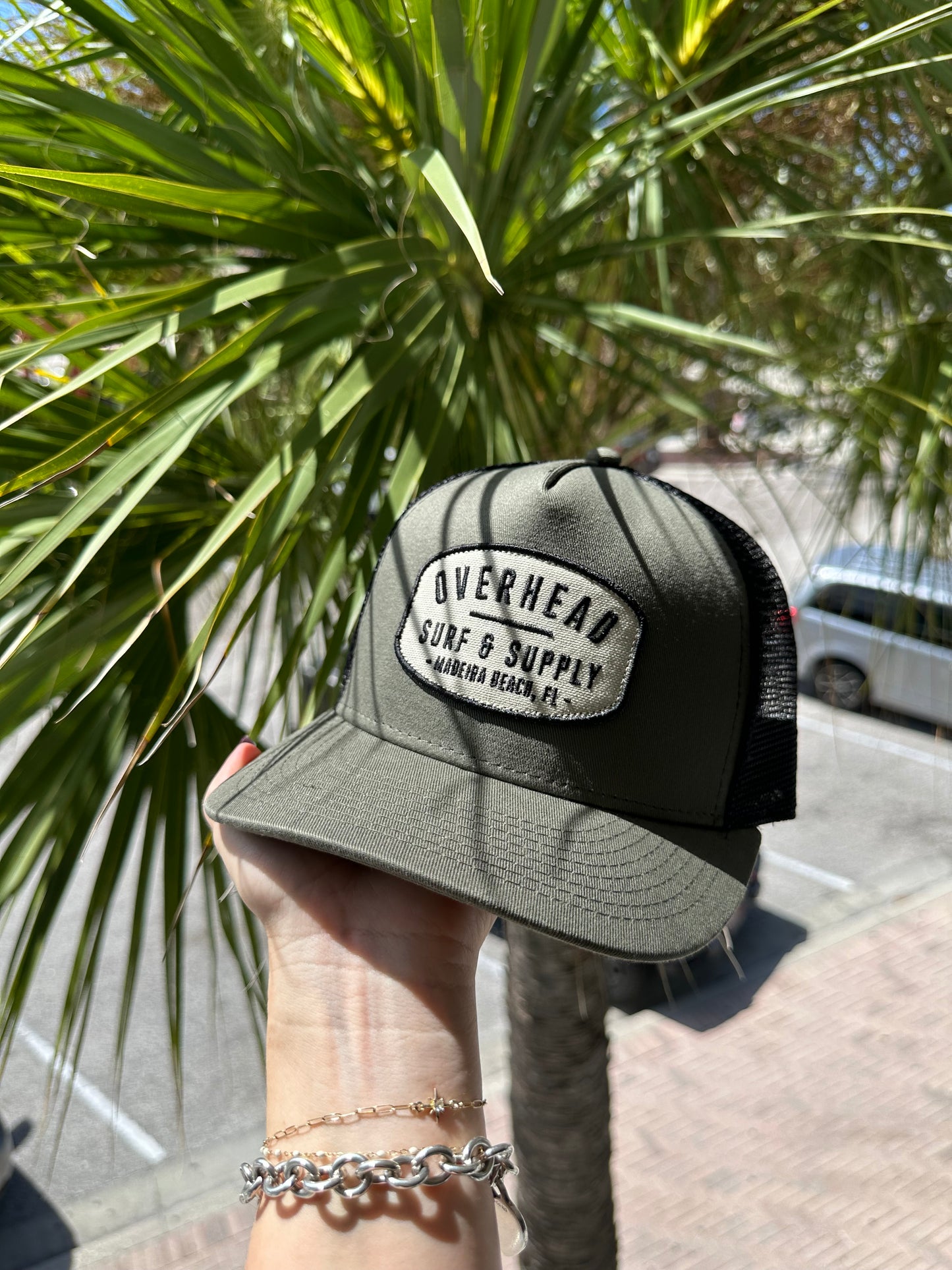 Surf and Supply Trucker Hat in Army Green/Black