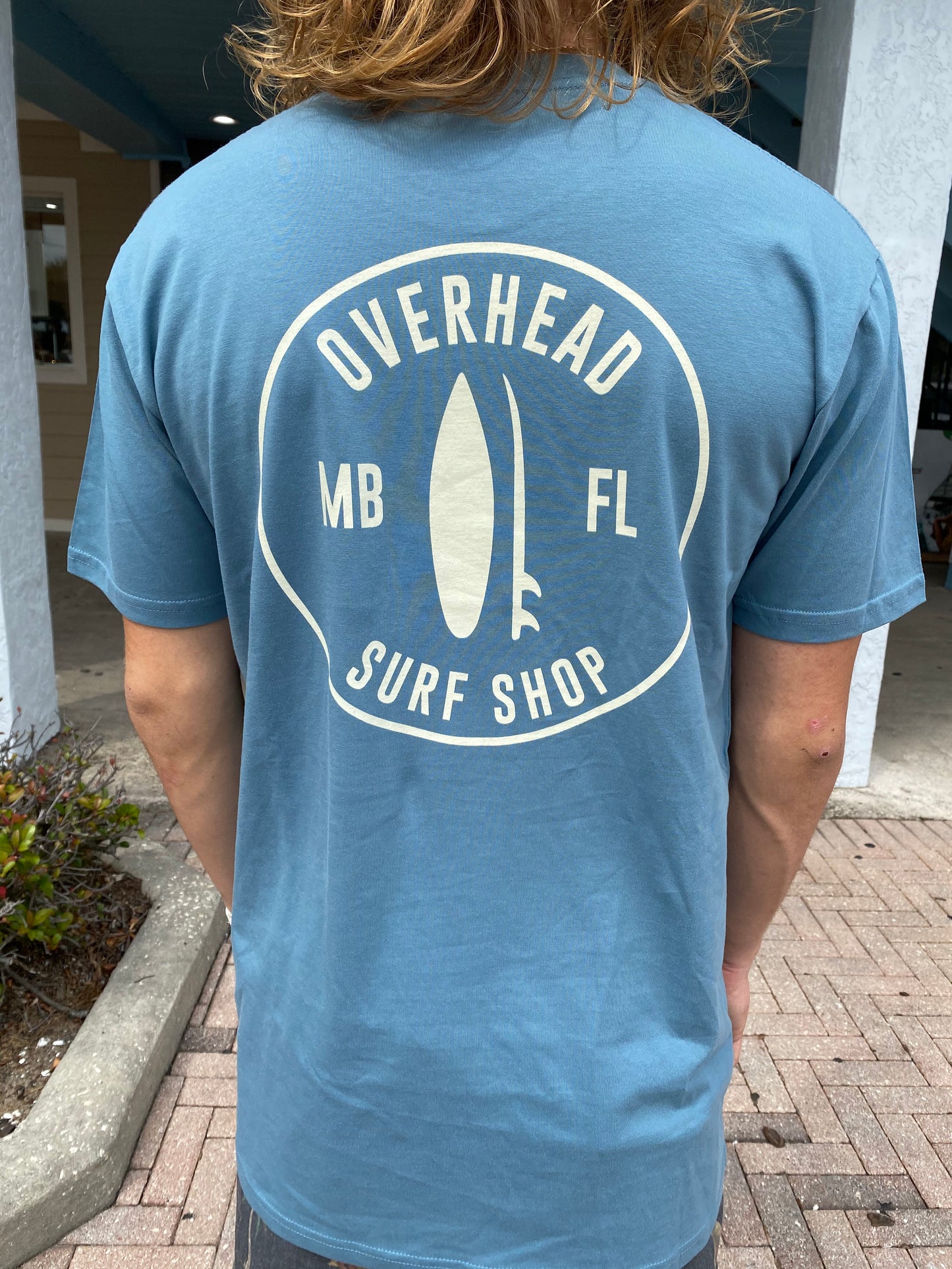 Round Shop Logo Tee in Slate Blue