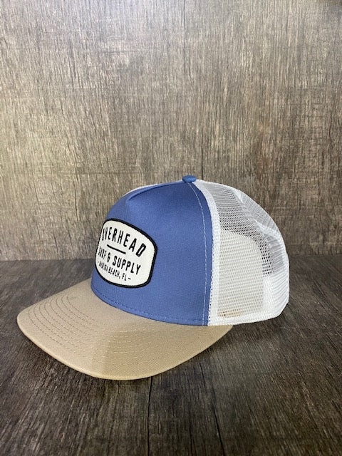 Surf and Supply Trucker Hat in Blue/Sand