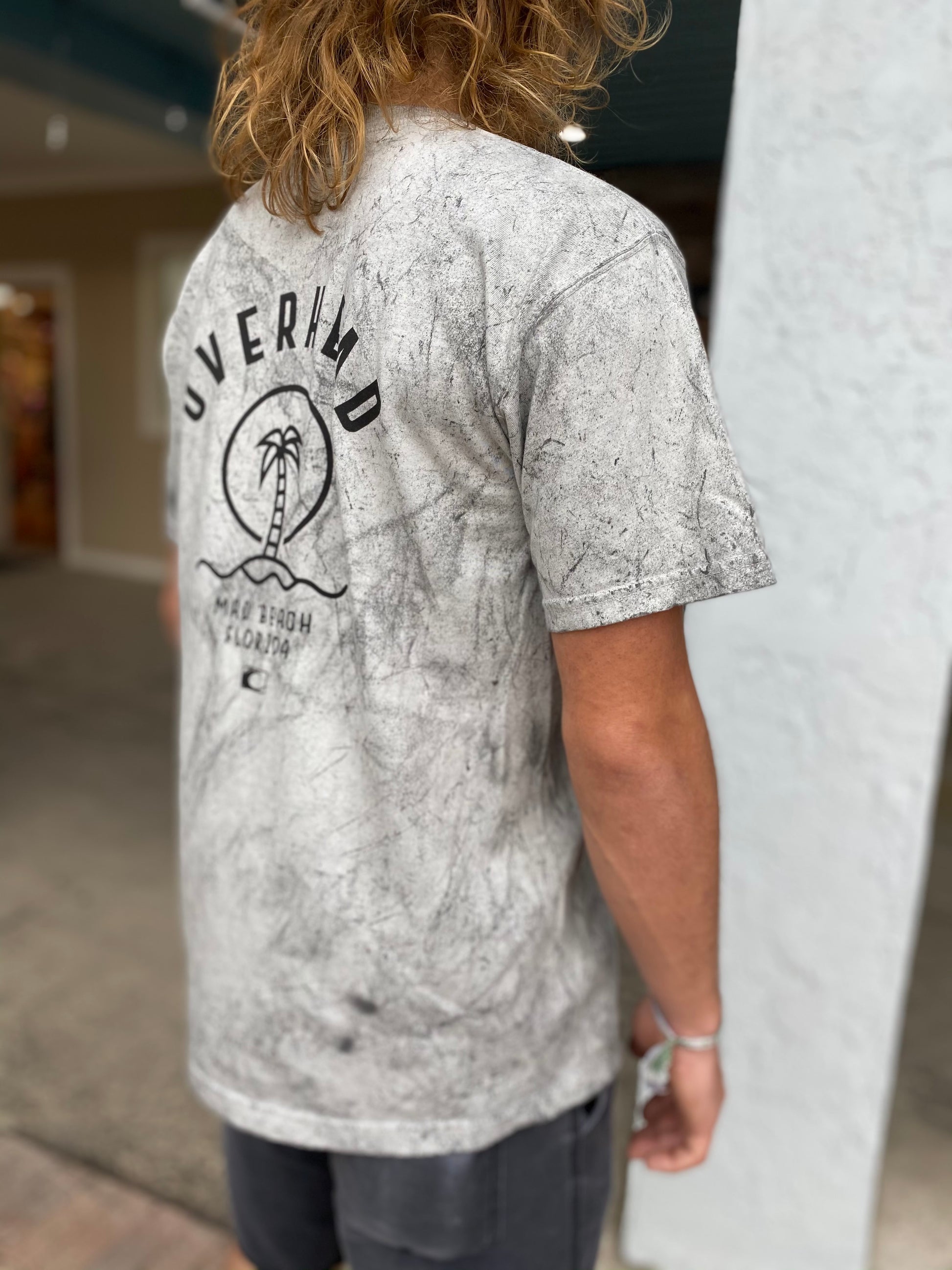 Palm Logo Tee in Smoke Tie Dye
