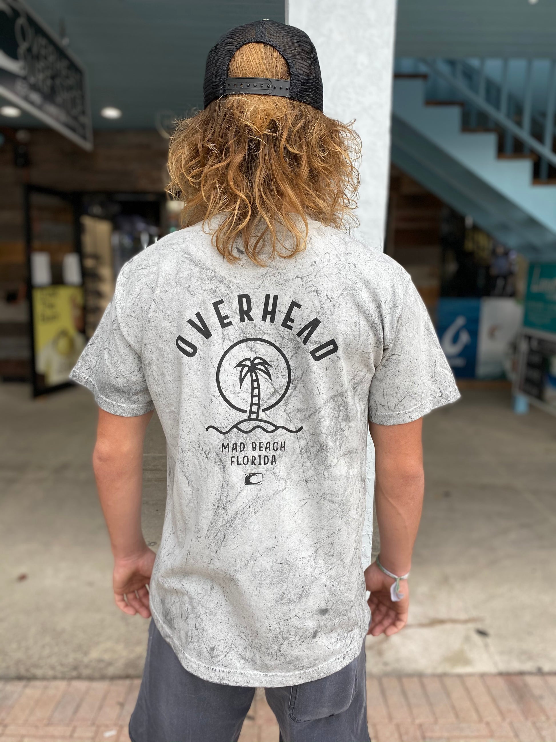 Palm Logo Tee in Smoke Tie Dye
