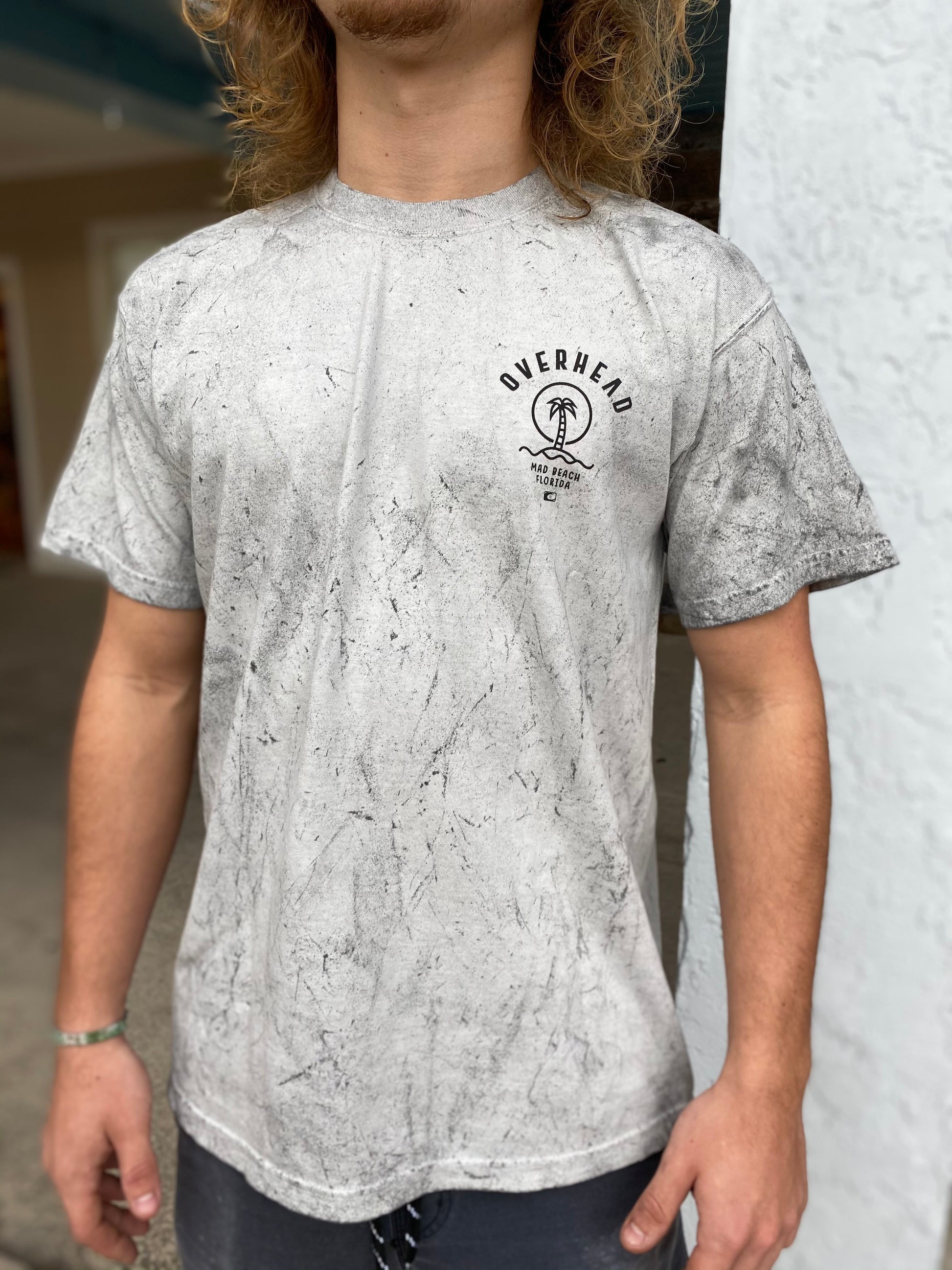 Palm Logo Tee in Smoke Tie Dye