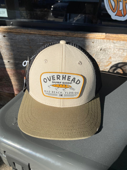 Lure Trucker Hat in Sand/Olive Green