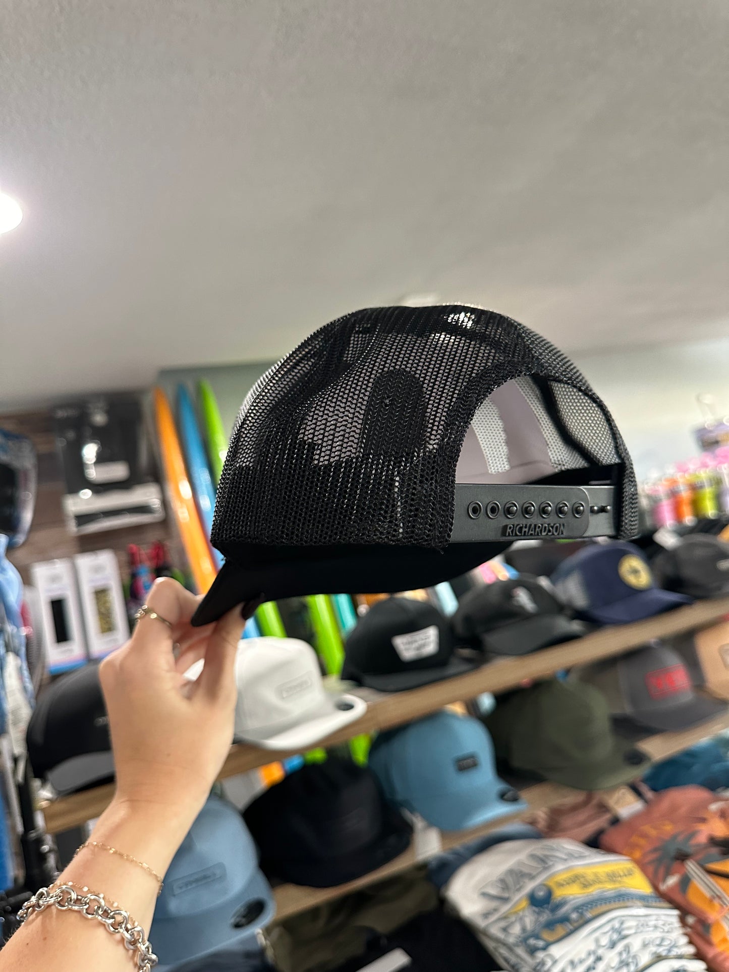 Round Shop Logo Trucker Hat - Black