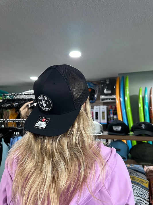 Round Shop Logo Trucker Hat - Black