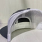 Round Shop Logo Flat Bill Trucker Hat - GRY/WHT