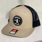 Round Shop Logo Flat Bill Trucker Hat - Khaki/BLK